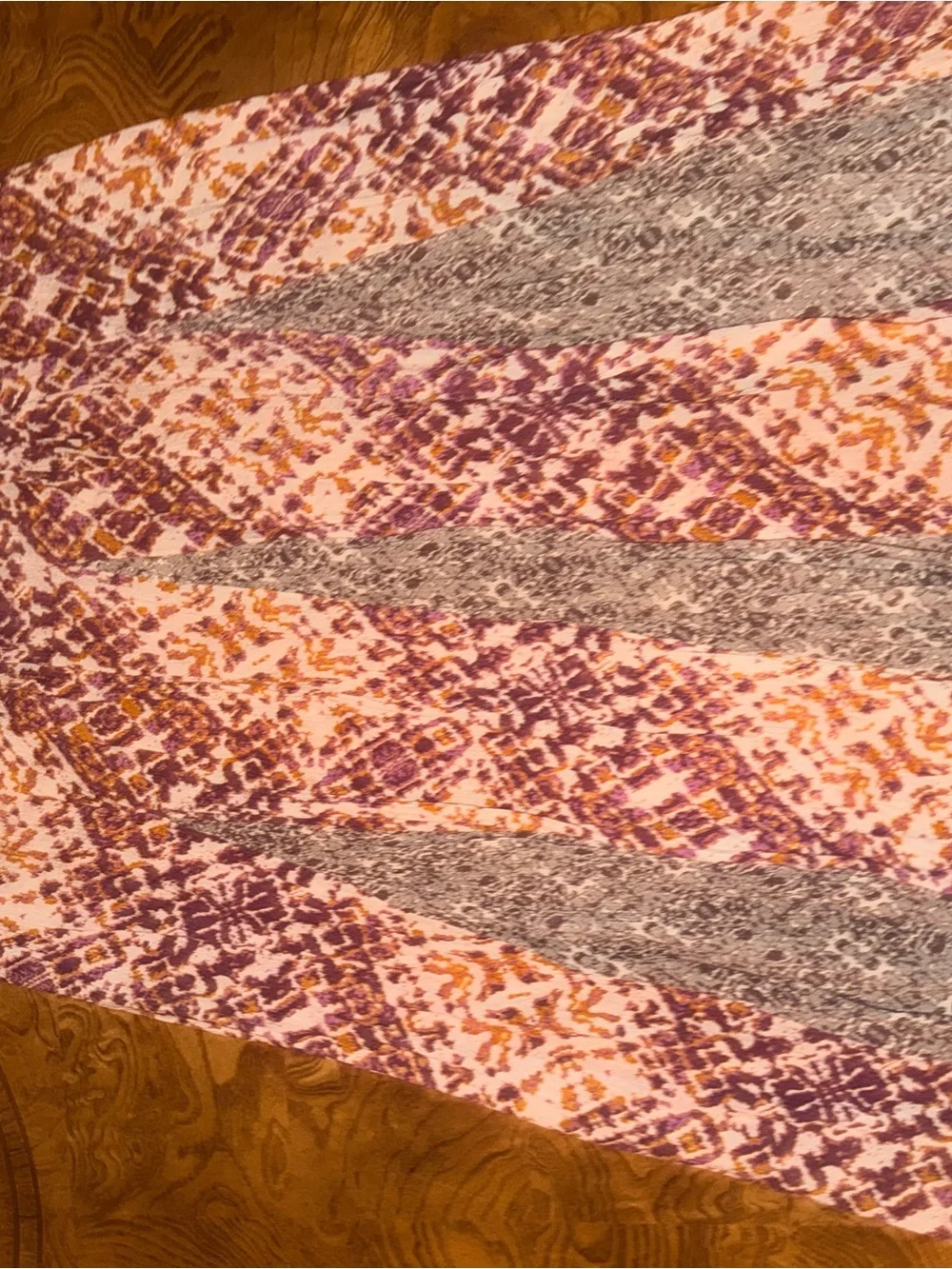 Free People Boho Patchwork Maxi Skirt in Mauve, Pink & Mustard